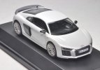 Silver 1:43 Scale Diecast Audi R8 V10 Plus Coupe Model