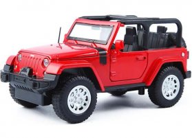 1:32 Scale Red / White / Yellow Kids Diecast Jeep Wrangler Toy