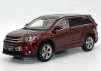 White / Black / Wine Red Diecast 2018 Toyota Highlander Model