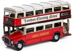 Red-White 12 Inch NO.12 Retro London Double Decker Bus Model