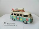 Medium Scale Blue-White Tinplate Flower Patterns Bus Model