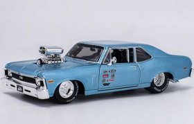 Maisto 1:24 Scale Blue Diecast Chevrolet Nova SS Coupe Model