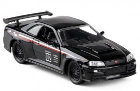 1:32 Scale Black JADA Kids Diecast Nissan GT-R R34 Toy