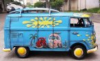 Pure Handmade Large Scale Hippie Blue 1967 Luxury Bus Model