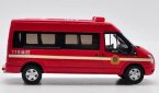 1:64 Scale Red GCD Fire Engine Diecast Ford Transit Model