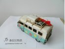 Medium Scale Blue-White Tinplate Flower Patterns Bus Model