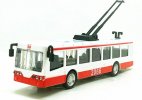 Kids Red-White Pull-back Function Diecast Trolley Bus Toy