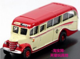 Mini Scale White-Red Oxford Die-Cast Bedford OB Bus Model