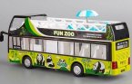 Green Lovely Panda Diecast Double Decker Sightseeing Bus Toy