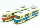 Red / Blue Pull-back Function Kids Diecast Tram Toy