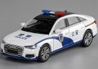 White 1:64 Scale Police Diecast Audi A6L C8 Car Model