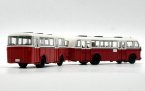 Red-White 1:64 Scale Diecast Skoda 706RO Bus With Trailer Model