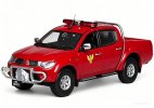 Red Macau Fire Dept. Diecast Mitsubishi Triton L200 Pickup Model