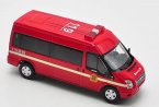1:64 Scale Red GCD Fire Engine Diecast Ford Transit Model