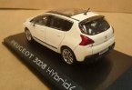 White 1:43 Scale NOREV Diecast Peugeot 3008 HYbrid4 Model