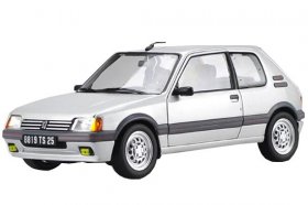 Silver 1:18 Scale NOREV Diecast 1991 Peugeot 205 GTI Model