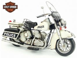 Tinplate White Large Scale 1978 Harley Davidson Motorcycle Model