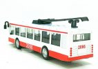 Kids Red-White Pull-back Function Diecast Trolley Bus Toy
