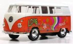 Blue / Orange Kids 1:36 Scale Welly Diecast 62 VW Bus Toy