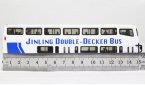 1:76 Scale White / Red / Blue Nanjing Double-Decker Bus Model