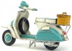 Retro Blue-White 1:8 Scale Tinplate 1965 Vespa Scooter Model