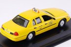 Yellow 1:43 Scale Diecast 1992 Ford Crown Victoria Taxi Model