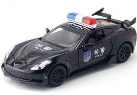 1:32 Kids White / Black Police Diecast Chevrolet Corvette Toy