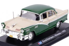 White-Green 1:43 Scale Diecast 1955 Ford Fairlane Taxi Model
