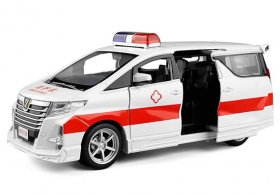 White-Red 1:32 Kids Ambulance Diecast Toyota Alphard MPV Toy