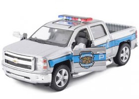 1:46 Silver / Black Diecast Chevrolet Silverado Pickup Truck Toy