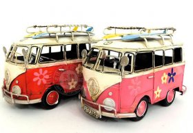 Red / Blue / Green / Pink Handmade Medium Scale VW Bus Model