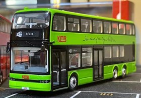 1:76 Green KMB Diecast BYD B12D Electric Double Decker Bus Model