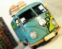 Medium Scale Light Blue Tinplate 1966 VW Luxury Bus Model