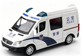 1:53 Scale White-Blue Police Diecast Mercedes-Benz Sprinter Toy