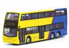 Yellow-Blue 1:120 Diecast ADL Enviro 500 Double Decker Bus Model