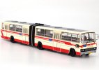 1:64 White-Red NO.1 Diecast Jinghua BK6170 Articulated Bus Model