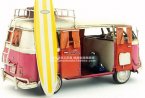 Medium Size Red-White Tinplate Vintage 1966 VW Bus Model