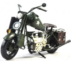 Army Green Medium Scale Handmade Tinplate 1943 Harley Davidson