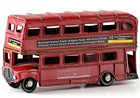 Red 7 Inch NO.15 Tinplate Retro London Double Decker Bus Model