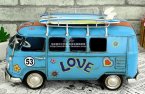 LOVE Words Blue Medium Scale Tinplate Vintage VW Bus Model