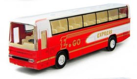 Red Alloy Made Kids Tour Bus Toy