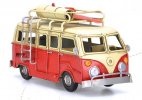 Red Small Size Tinplate Vintage VW Bus Model