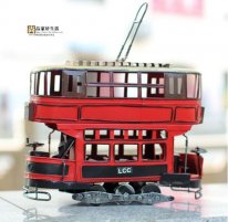 Medium Scale Red Tinplate British Style Trolley Bus Model