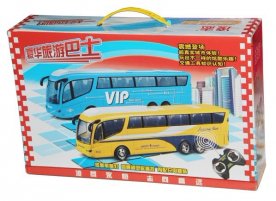 4 Channels ABS Yellow / Blue Kids R/C Tour Bus Toy