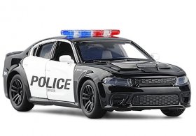 White-Black Kid 1:36 Scale Police Diecast Dodge Charger SRT Toy