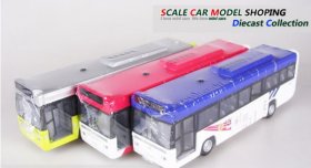 1:76 Scale Yellow / Red / Blue Pull-back Function Toy Tour Bus