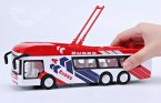 Red / Green / Blue Kids Diecast Trolley Bus Toy