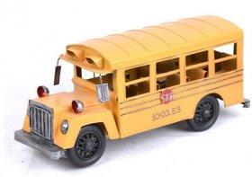 Medium Scale Iron Made Retro Style Yellow School Bus Model