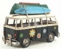 Medium Scale White-Gray Vintage Style Bus Model