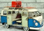 Vintage Blue / Red Handmade Medium Scale Tinplate VW Bus Model